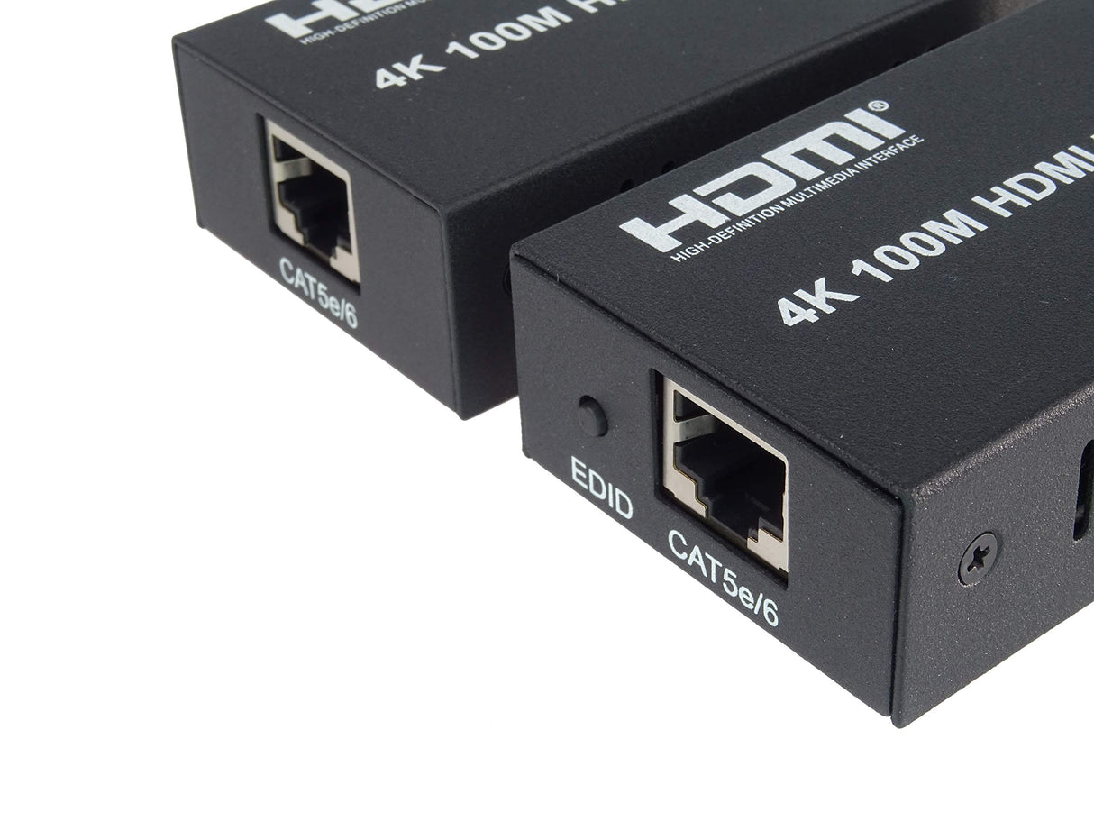PremiumCord 4K Extensor HDMI a 100 m a Través de Cable de Conexión Cable Cat5e/Cat6, Carcasa Metálica, Estado LED, Compatible con Vídeo 4K UHD, Full HD 1080p 60Hz, HDCP, Negro