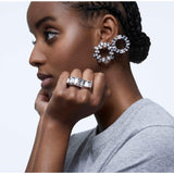 Swarovski Pendientes de aro Millenia, Talla pera, Blancos, Baño de rodio