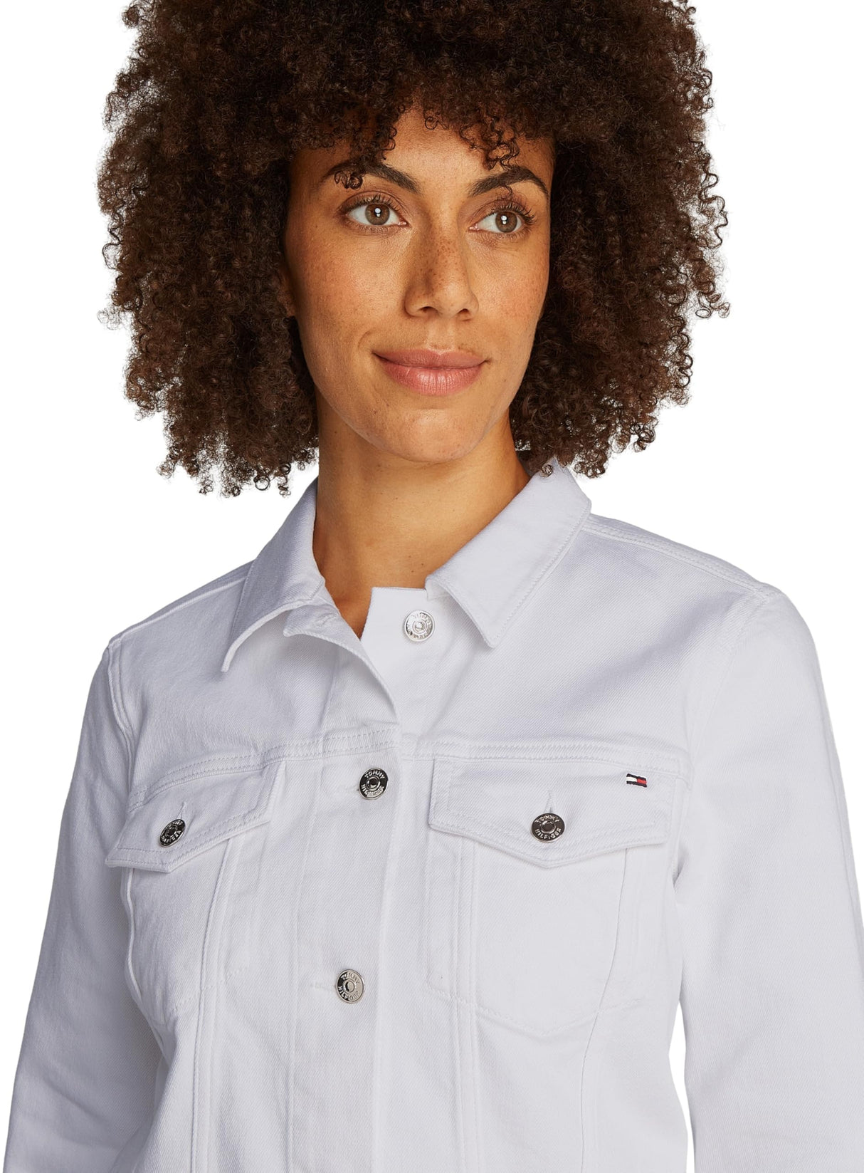 Tommy Hilfiger Cazadora vaquera Mujer Slim Fit, Blanco (Th Optic White), 44