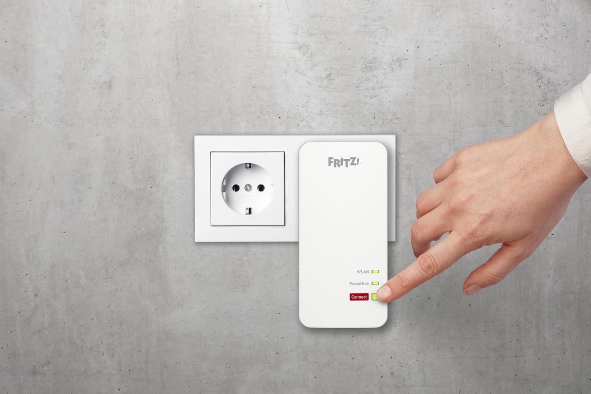 Fritz!Powerline 1240 AX WLAN Set International - Adaptador PLC Gigabit con Wi-Fi 6, Mesh, 2 Puertos Gigabit, Ideal para Streaming, vídeos HD, Internet TV, 1200 Mbps, Interfaz en Español