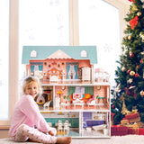 ROBUD Casa de muñecas de Madera para niños y niñas, Regalo de Juguete para 3, 4, 5, 6 años, con Muebles