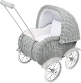 small foot 8771-Cochecito de bebé de Mimbre Ropa de Cama Blanca para Mayores de 3 años Cochecito de muñecas, Color Gris, 513252 cm (8771)