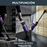 Rowenta XNano RH1128 - Aspiradora escoba sin cable, con 3 funciones en 1, autonomía de 40 minutos, muy ligero, fácil acceso del suelo hasta el techo, lila y gris
