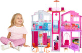 Barbie Supercasa, casa de muñecas con Accesorios , con Cuatro Habitaciones, terraza en la azotea, Detalles realistas, Piscina y Muebles, DLY32