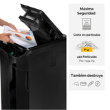 Fellowes Automax™ 550C - Destructora trituradora de Papel automática, Corte en partículas de 4x38mm (DIN P-4), destruye hasta 550 Hojas, hasta 10 usuarios en la Oficina, Papelera de 83L, destruye CD