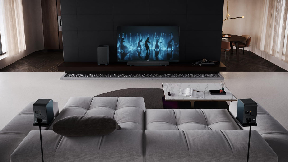 Sharp HT-SBW53121BK Soundbar 3.1.2 Dolby Atmos/DTS:X con subwoofer inalámbrico, Barra de Sonido Elegante y Potente con Altavoces Que emiten hacia Arriba, Sonido Envolvente 3D, P. Maxima 550w. Negro