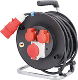 as - Schwabe enrollacables CEE de 25 m H07RN-F 5G1,5-2 Tomas de Tierra de 230 V, 1 Toma CEE de 5 Polos, 400 V 16 A - con Tapa abatible - para Uso en Exteriores y Obras - IP44, 10155