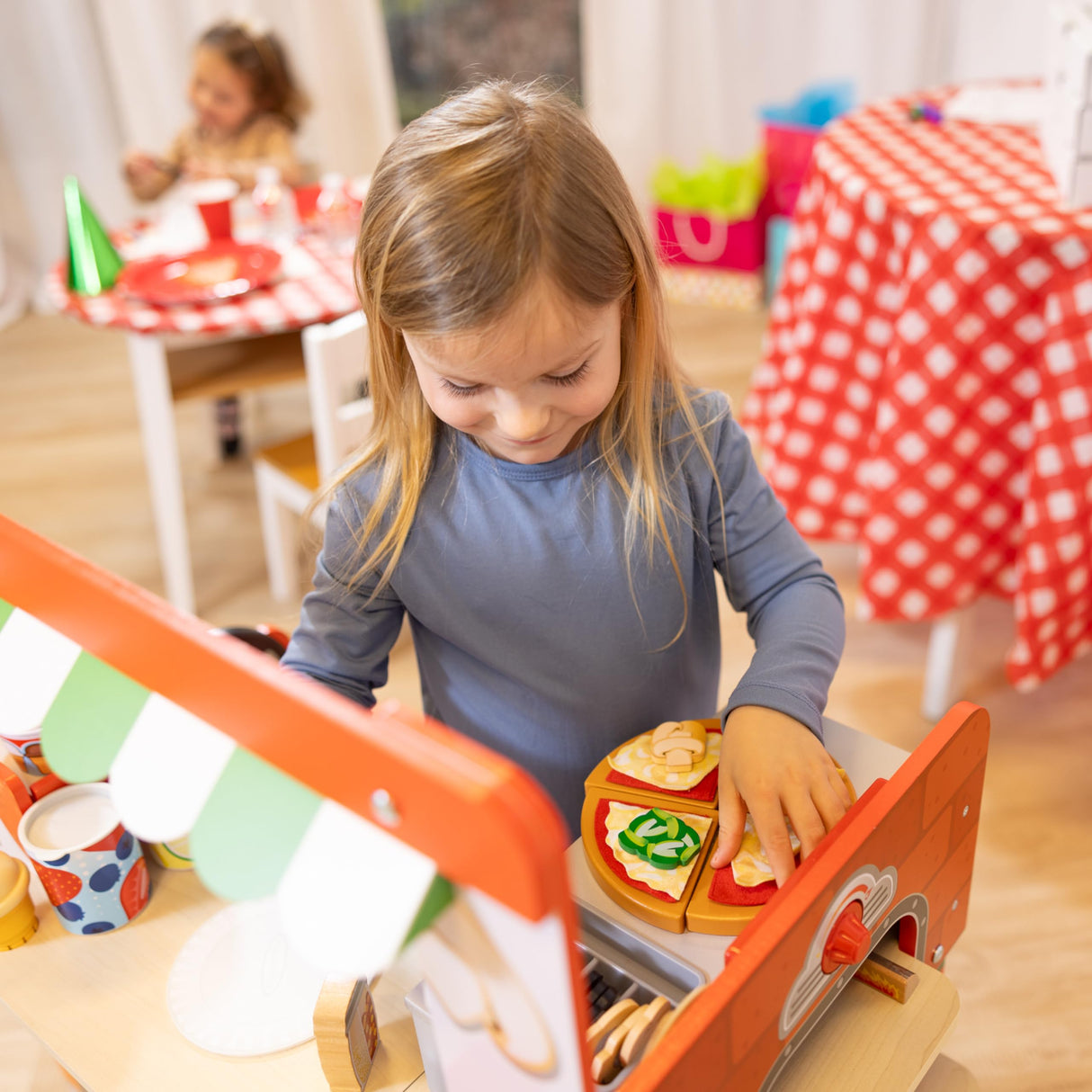 Melissa & Doug - Centro de Actividades con camioneta de Pizza de Madera, con Alimentos de Juguete, para niños y niñas de a Partir de 3 años