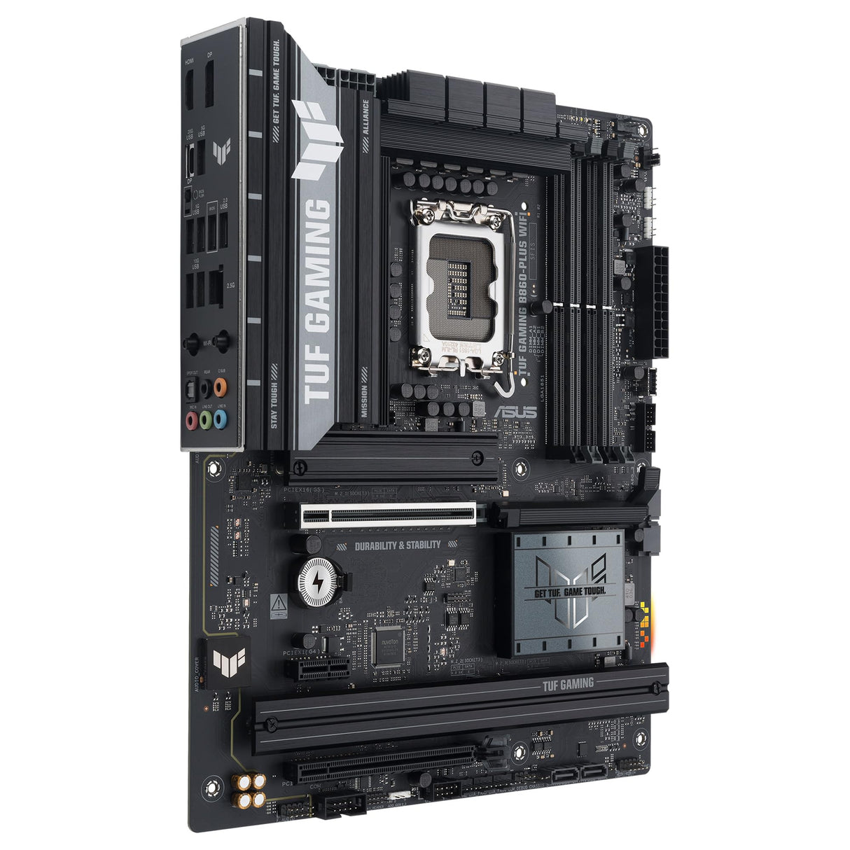 ASUS TUF Gaming B860-PLUS WiFi, Placa Base Intel ATX, 12+1+2+1 80A etapas de alimentación DrMOS, DDR5, PCIe 5.0, 3 Ranuras M.2, Wi-Fi 7, Realtek 2.5Gb Ethernet, DisplayPort, USB Tipo-C 20Gbps