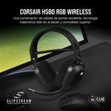 Corsair HS80 RGB WIRELESS Auriculares Inalámbricos para Juegos Multiplataforma RGB - Dolby Atmos - Micrófono Omnidireccional - Compatible con iCUE - PC, Mac, PS5, PS4 - Carbono