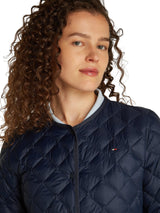 Tommy Hilfiger Cazadora acolchada Mujer Down Quilted Collarless con botones, Azul (Dark Night Navy), XL
