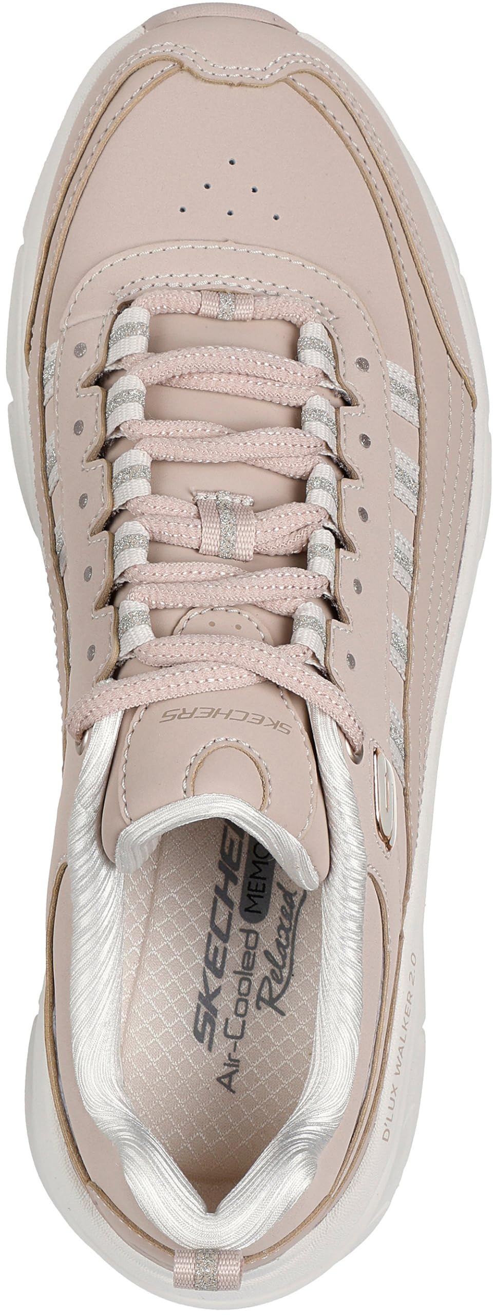 Skechers D'Lux Walker 2.0 Golden Step, Zapatillas Mujer, Taupe Leather/Gold Trim, 38.5 EU