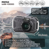 Cámara Digital compacta Resistente al Agua PENTAX WG-1000 (Gris), diseñada para fotografía Informal en Exteriores y bajo el Agua, Resistente al Agua hasta una Profundidad de 15 Metros (una Hora)
