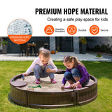 VEVOR Caja de Arena con Tapa Areno de HDPE Redondo de 120 x 23 cm con 3 Asientos en Las Esquinas y Revestimiento Inferior para Niños de 3 a 12 Años para Patio al Aire Libre, Playa, Parque, Marrón