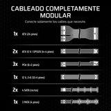 CORSAIR RM850x Fuente de Alimentación ATX Totalmente Modular de Bajo Ruido – Compatible con ATX 3.1 – Compatible con PCIe 5.1 – Eficiencia Cybenetics Gold – Conector 12V–2x6 Nativo – Negro