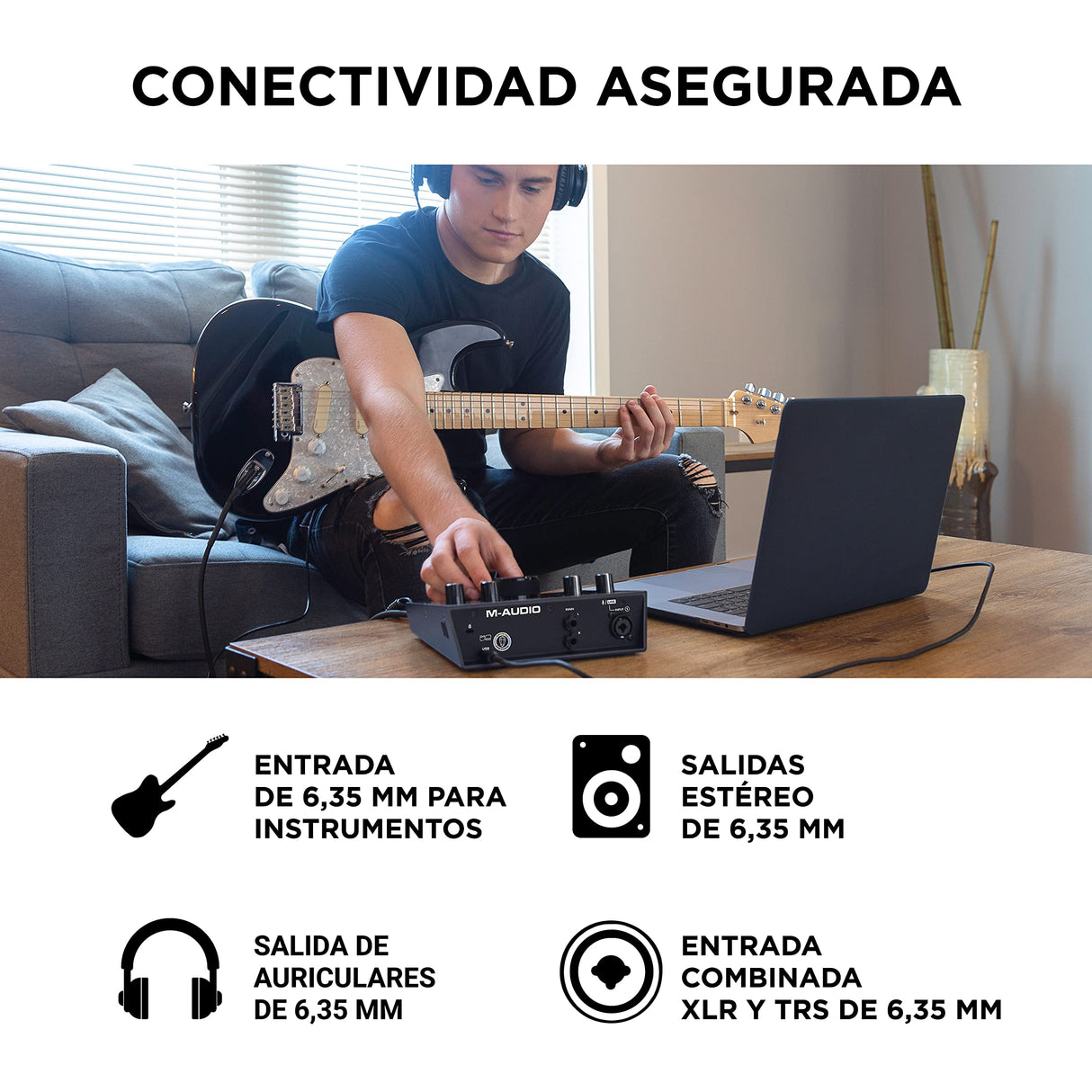 M-Audio AIR 192|4 - Interfaz de audio, Tarjeta de sonido USB, USB-C, 2 entradas, 2 salidas, software de estudio, para grabación de instrumentos, producción musical y monitorización