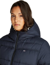 Tommy Jeans Cazadora Acolchada Mujer Quilt Rouch Tape Jacket con Capucha, Azul (Dark Night Navy), XS