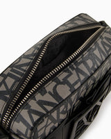 Armani Exchange Logo Placket Top Zip Camera Crossbody Bag, Funda para cámara para Mujer, Beige/Black, Einheitsgröße