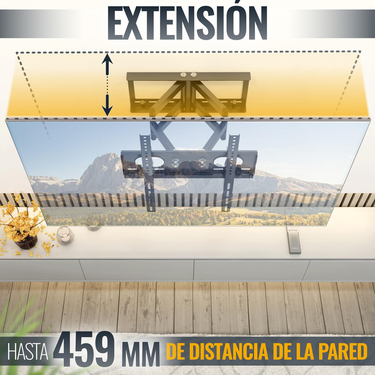 RICOO Soporte TV Pared Giratorio Inclinable Televisión 32-65" (81-165cm) R28 Brazo Universal Televisor LED/LCD/Curvo VESA 200x200-400x400 Negro