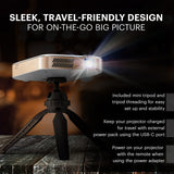 KODAK - Proyector Inteligente HD portátil Luma 400 - Compatible con Wi-Fi, Bluetooth, HDMI y USB - Resolución Original de hasta 150" 720p (4K), 200 lúmenes ansi - Trípode Incluido