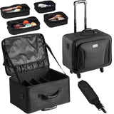 VEVOR Estuche de Maquillaje con Ruedas 3 Niveles, Maleta de Almacenamiento de Transporte con Asas Correa, Caja Bolsa de Maquillaje Oxford Impermeable Negro