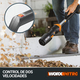 WORX Soplador a batería 20V Máx. | WG543E |Potente Motor sin escobillas | PowerShare | Incluye 1 batería 4.0 Ah y Cargador | 2 velocidades | Turbina con amplificación de Aire