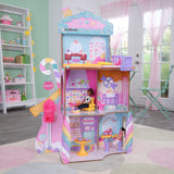 KidKraft Casa de Muñecas de Madera Castillo de Caramelo con Muebles y Accesorios, Casita con Figura de Lama Unicornio, para muñecas de 30 cm, Juguetes niños y niñas 3+ años (20242)