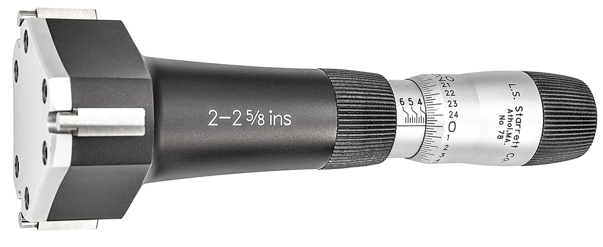 Starrett 78XTZ-258 calibre calibre 2-2 5/8" rango, con contacto de carburo de 3 puntos