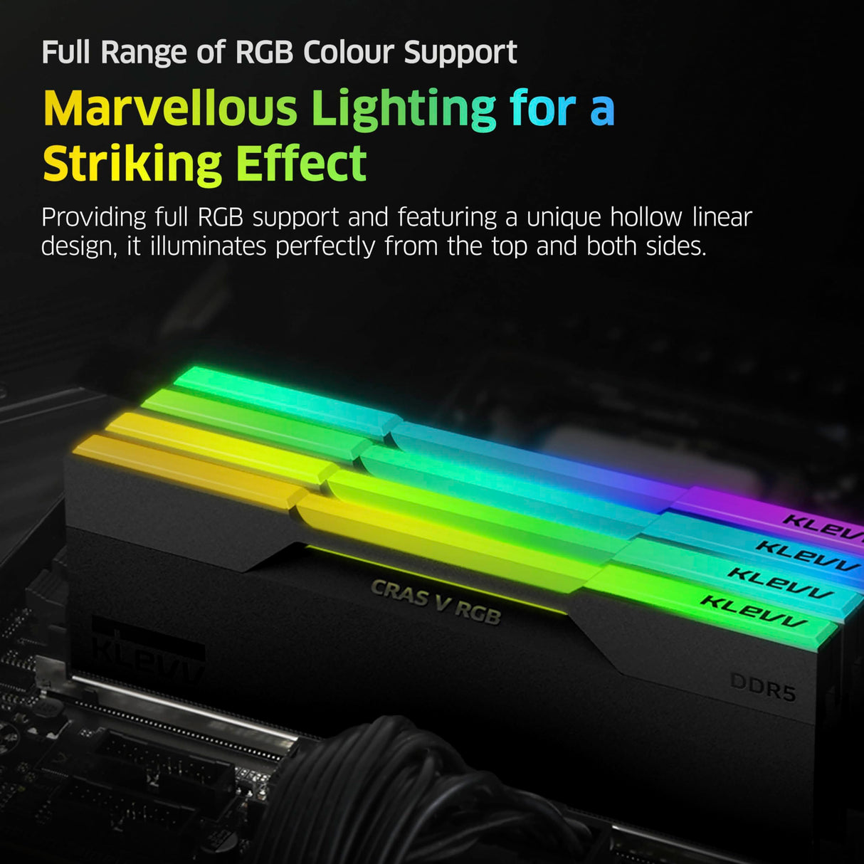 KLEVV CRAS V DDR5 RGB 32GB (2X 16GB) 6000MHz CL30 Kit de Memoria RAM para Gaming XMP 3.0 Alto Rendimiento Overclocking 30-36-36-76