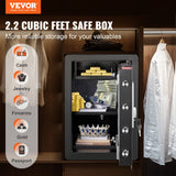 VEVOR Caja fuerte de seguridad de acero, 2.2 pies cúbicos, cerradura de teclado digital y huellas dactilares, bolsa ignífuga, protege dinero en efectivo, oro, joyas, documentos, 15.8 x 13 x 23.6