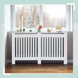 Relaxdays Cubre Radiador, Diseño Rústico, 83 x 152 x 19 cm, para Calefactores Antiguos, Cubreradiador, MDF, Blanco, 100% Tablero de Fibras, XL