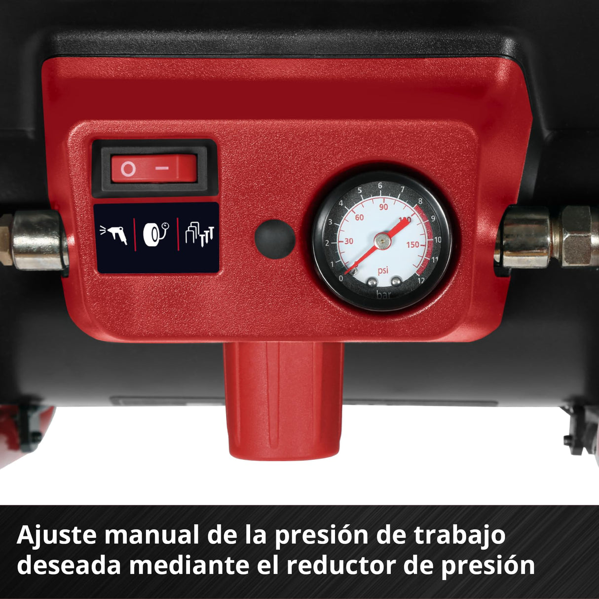 Einhell Compresor con batería TE-AC 36/150 Li OF-Solo Power X-Change (36 V, máx. 8 bar, depósito de 6 l, potencia de aspiración 150 l/min, manómetro, sin aceite, sin batería)