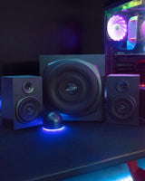 Speedlink Gravity LT Altavoz para PC Sistema de Sonido 2.1 Bluetooth - con subwoofer de Madera, Sistema de Altavoces Activos de 80 vatios, Conector AUX de 3,5 mm, Mando a Distancia RGB, Negro