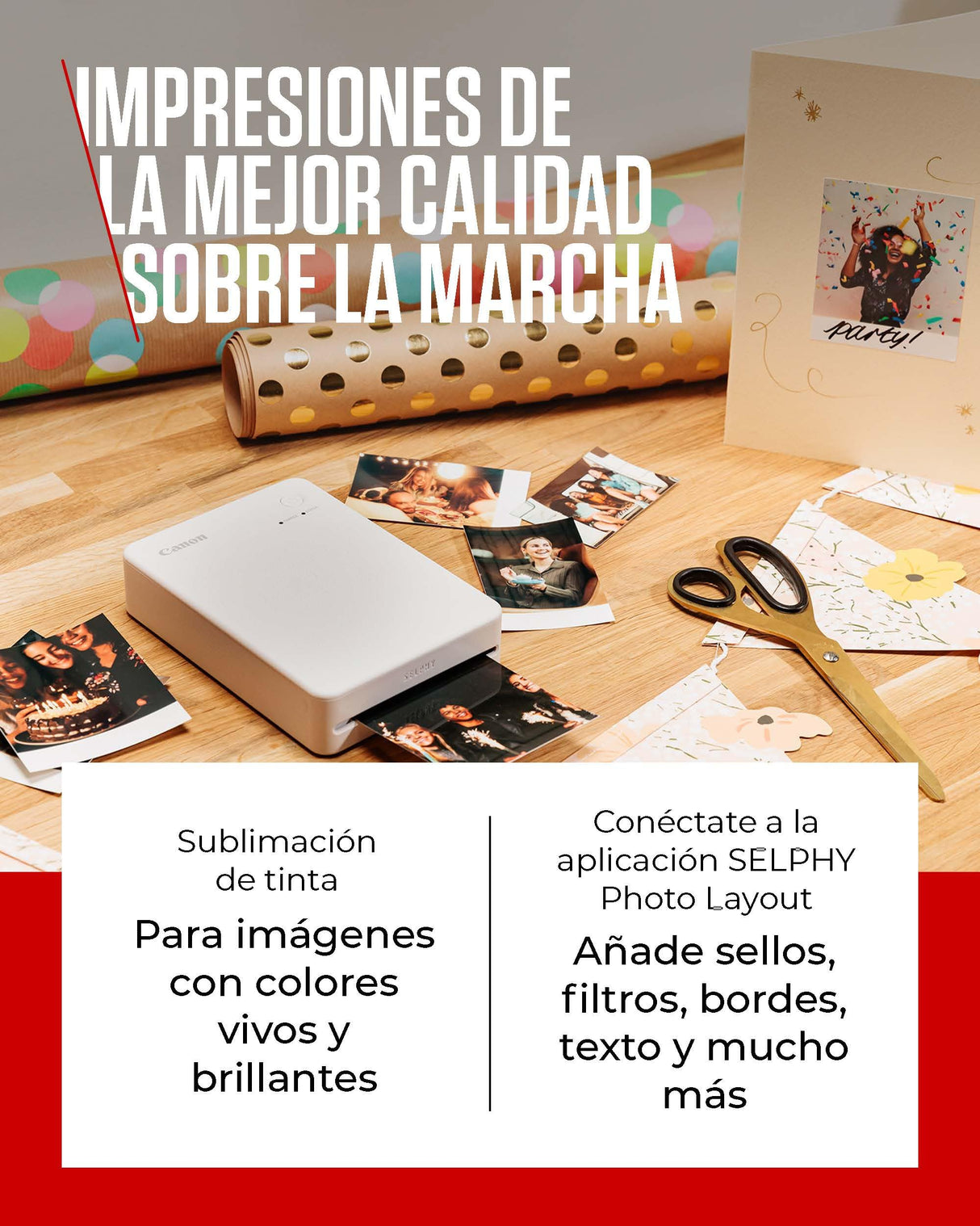 Canon SELPHY QX20: Impresora portátil de Fotos por Wi-Fi, sublimación de Tinta, 2 tamaños con Dorso Autoadhesivo, Carga USB-C. Blanco (Sin Tinta/Papel).