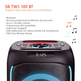 Silva Schneider Mobile Beat SB-TWS 100 BT Soundbox, hasta 7 h de autonomía, Efecto de luz LED, práctica asa, batería, función de Carga USB para Dispositivos externos