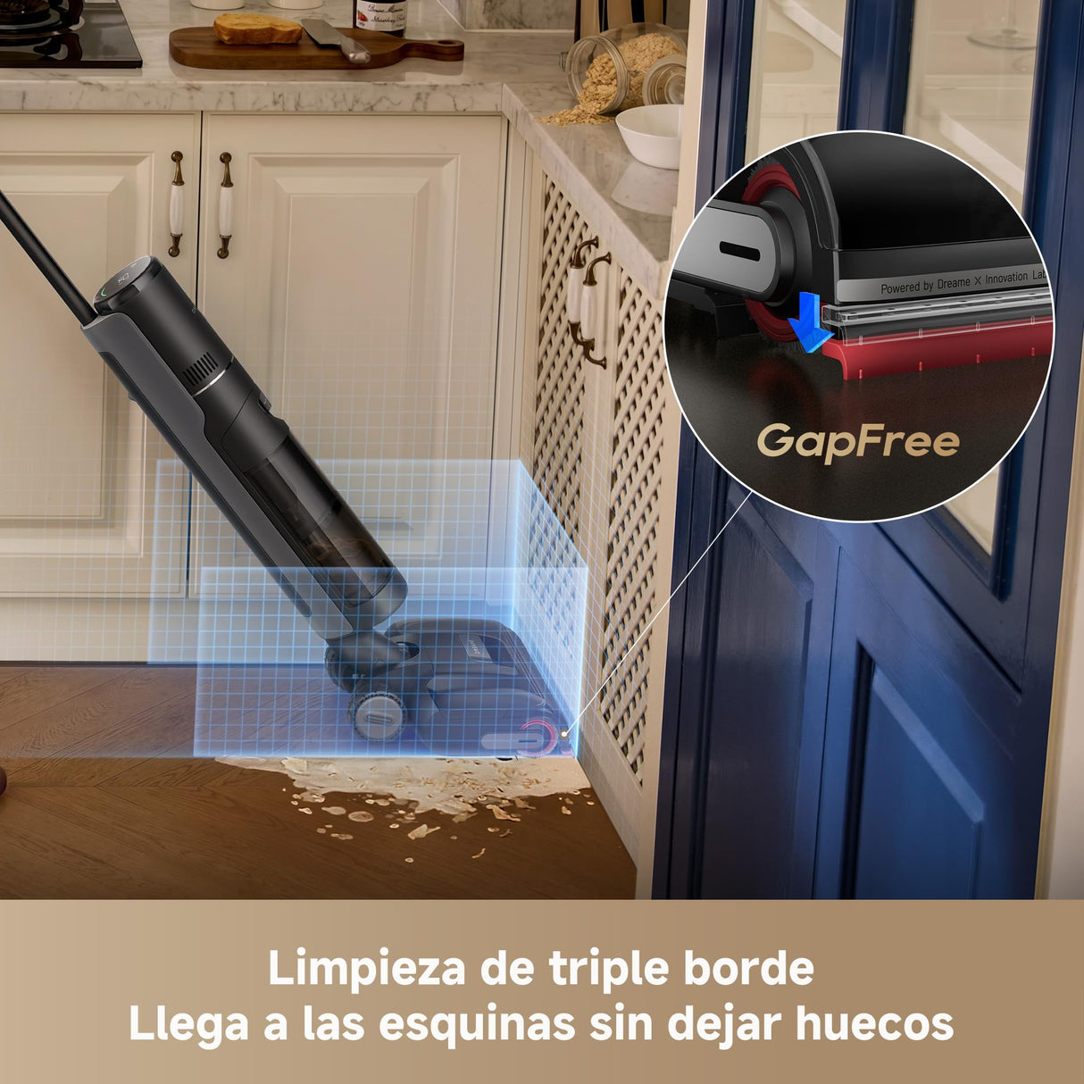 DREAME H15S Aspirador en Seco y Húmedo, Limpieza de Triple Borde, Brazo Robótico con IA, 21.000 Pa de Succión, 0 Enredos, Lava y Seca el Cepillo a 90 °C, Alcance Horizontal de 180°, Control con App