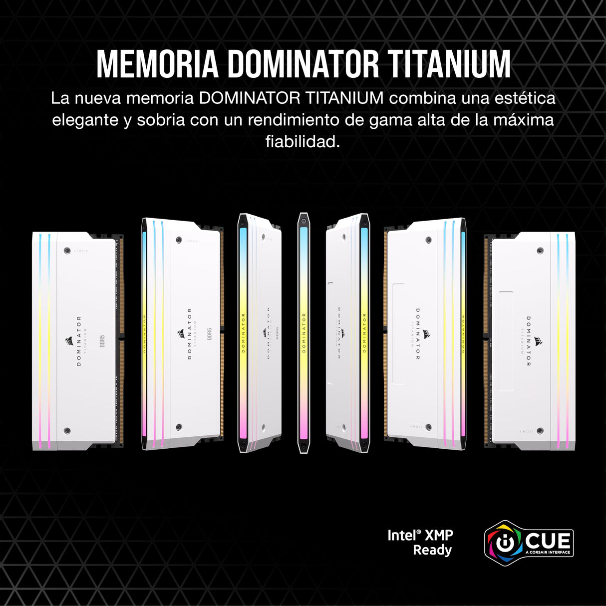 CORSAIR Dominator Titanium RGB DDR5 RAM 64GB (2x32GB) DDR5 hasta 6400MHz CL32 Intel XMP 3.0 Memoria de Ordenador de Sobremesa – Blanco (CMP64GX5M2B6400C32W)