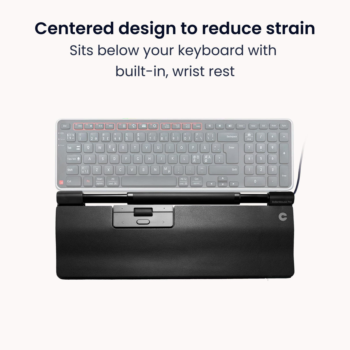 Contour Rollermouse Pro | Ratón con Cable | Reposamuñecas Tamaño Regular | Ratón Ergonómico | Alivio del Dolor | 6 Botones Programables | 2800 PPP | para Windows y Mac | Cuero Vegano