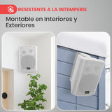 Pyle Sistema de par de Altavoces, Activo, Pasivo, Resistentes a la Intemperie, Inalambricos, Sonido Estereo, Interiores, Exteriores, AUX, Bluetooth, Blanco