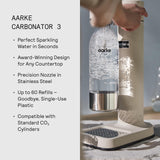 Aarke Carbonator 3, Máquina para hacer Agua con Gas en Acero Inoxidable, incluye Botella 800ml, Edición Especial Sand