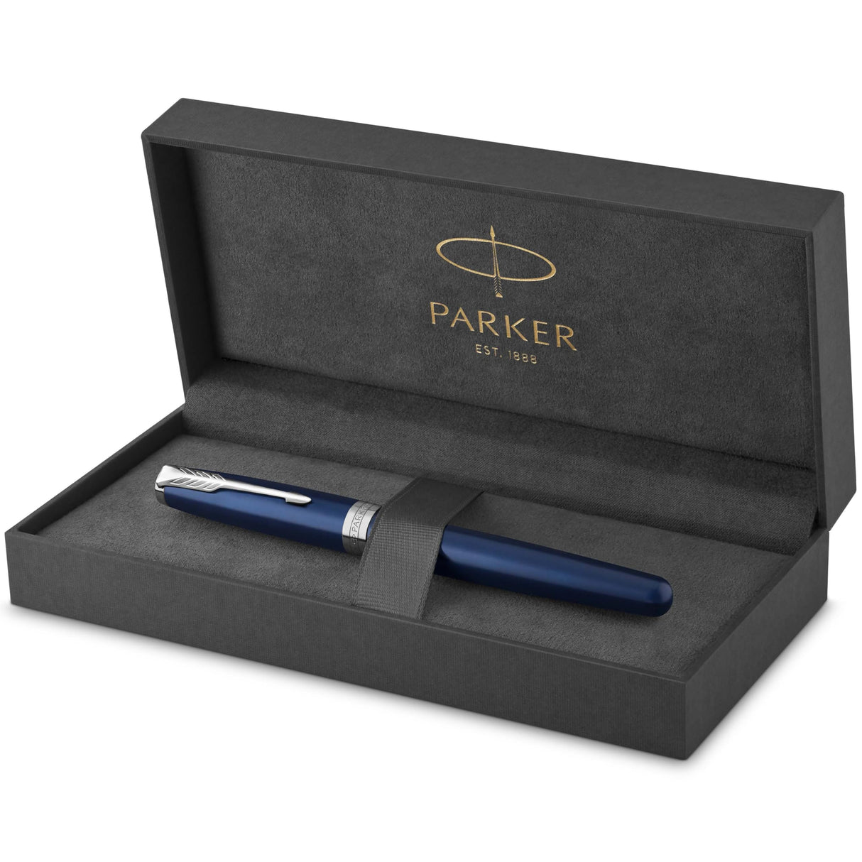Parker Sonnet - Bolígrafo roller (lacado en azul, con adorno acabado en paladio y punta fina, en estuche)