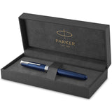 Parker Sonnet - Bolígrafo roller (lacado en azul, con adorno acabado en paladio y punta fina, en estuche)