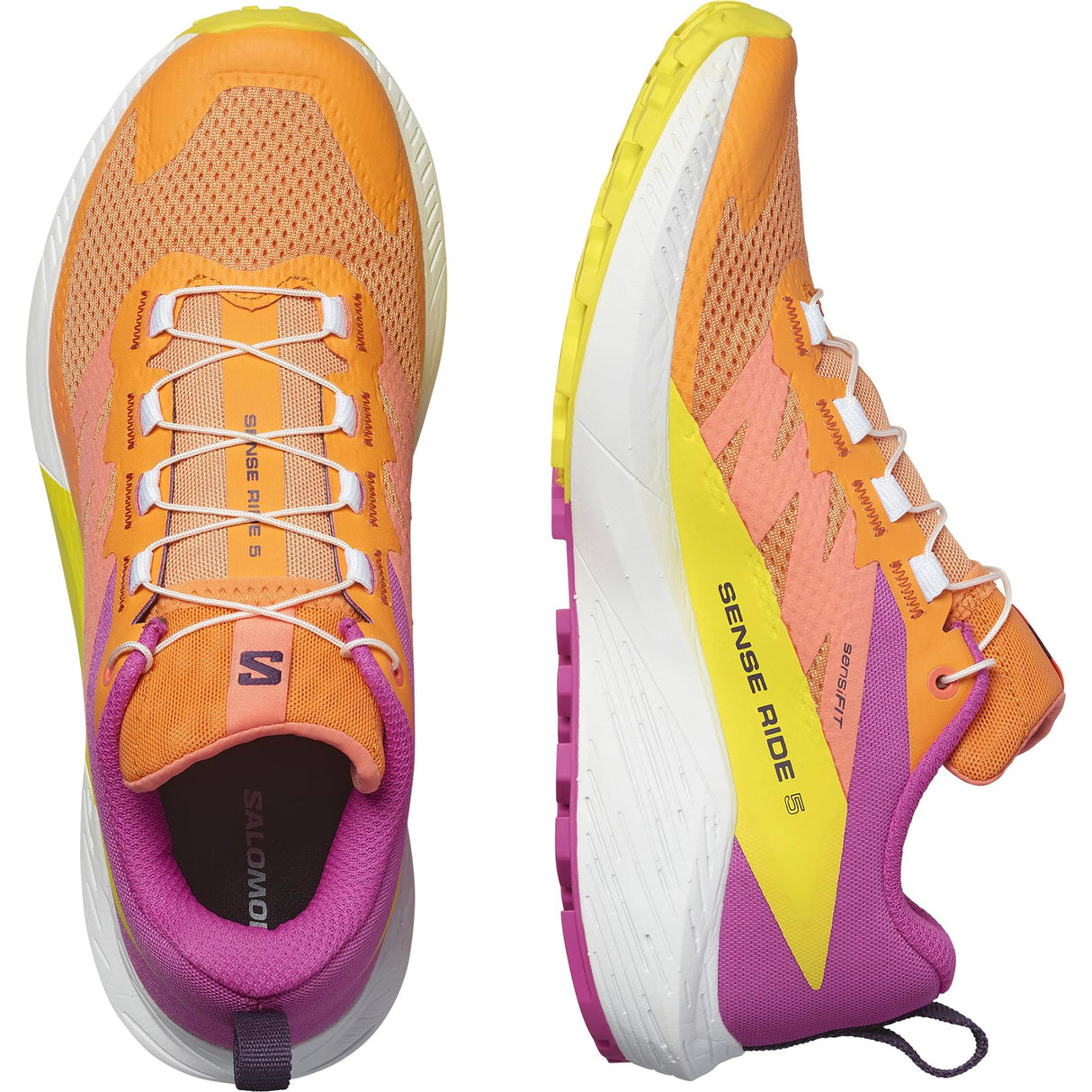 SALOMON Sense Ride, Zapatillas de Trail Running Hombre, Sense Ride 5 Bird Of Paradise/White/Sulphur Spring, 36 2/3 EU