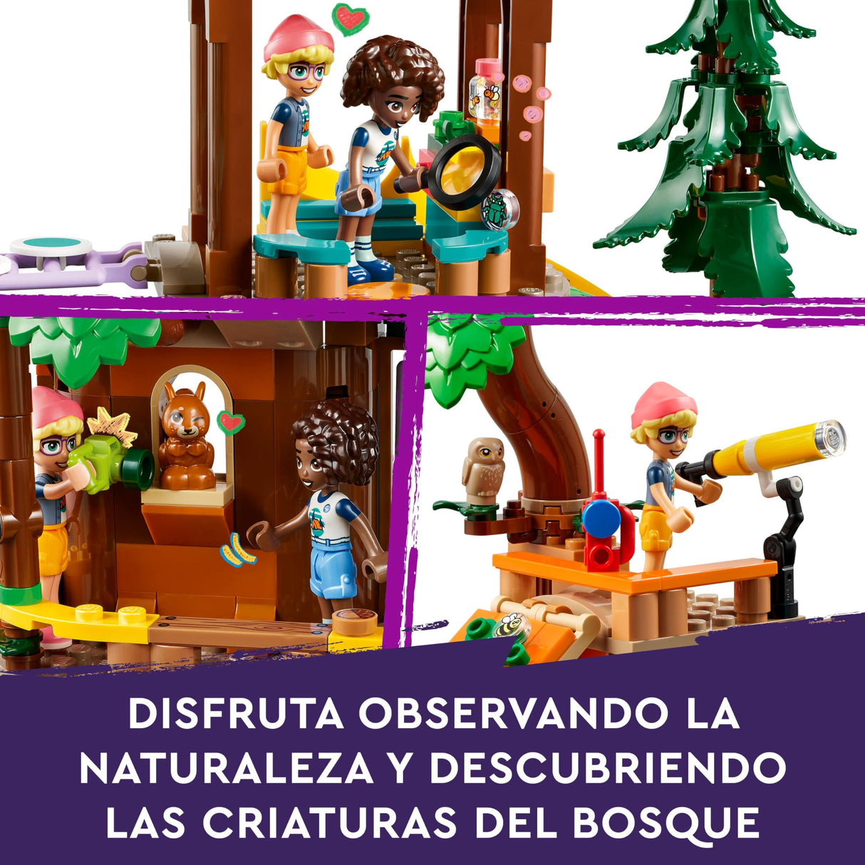 Lego Friends Campamento de Aventura: Casa del Árbol con 5 Animales de Juguete, Regalo para Niñas y Niños de 8 Años o Más, 5 Mini Muñecas y Muñecos y Figura de Búho, Casita de Muñecas 42631