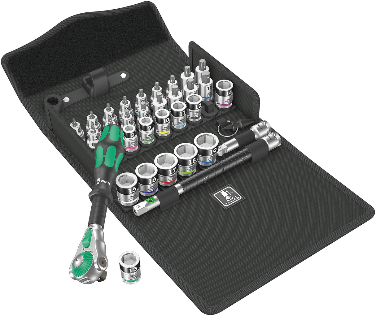 Wera - 05003536001 - Juego de carracas, 8100 SB Juego de carracas All-in Zyklop Speed, con arrastre de 3/8", 35 piezas