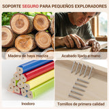 COSYLAND 8 en 1 Triángulo de Escalada Montessori con Arco y Rampa, Set Plegable Infantil, Juguete de Madera Resistente para Interior, Niños 18 Meses-6 años, Colores Arcoíris, Mediano