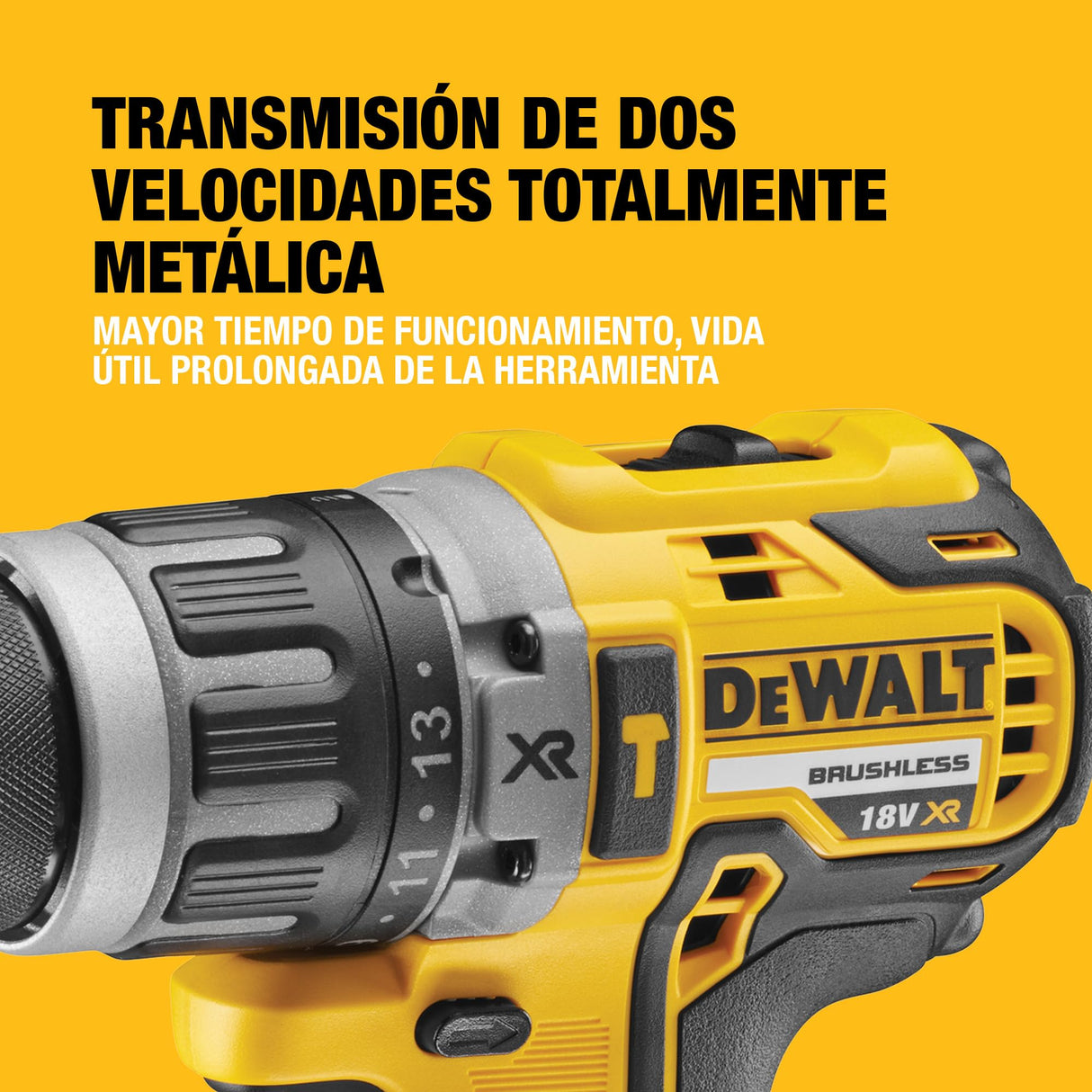 DEWALT Taladro Percutor Sin Escobillas 18V XR, 2 Baterías Li-Ion 5Ah, DCD796P2-QW
