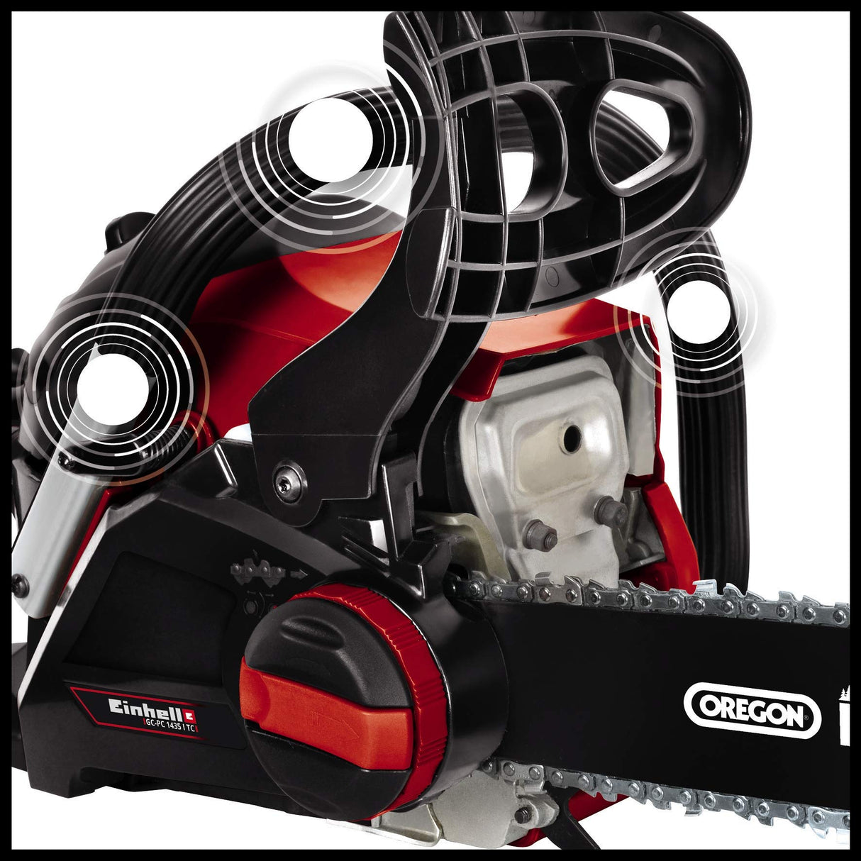 Einhell Motosierra de gasolina GC-PC 1435 I TC Kit (1400 W, 41 cm³, cadena de sierra Oregon y espada de calidad de 35 cm, protección antirretorno con freno de cadena instantáneo, tensión y cambio de