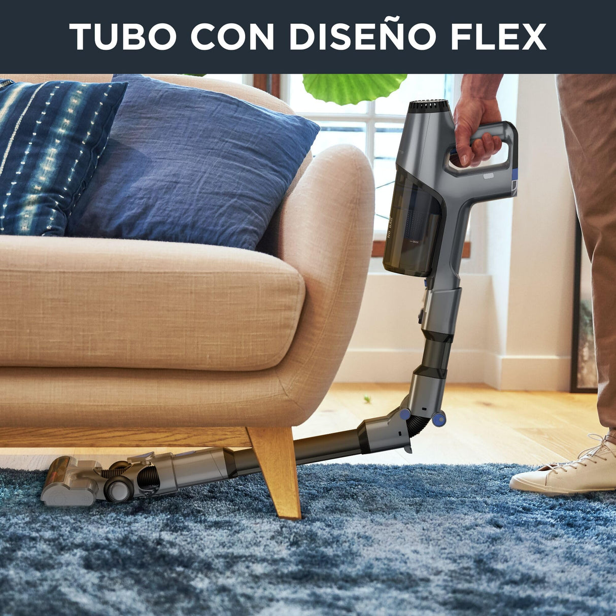 Rowenta XPert 3.60 Flex RH6971 - Aspiradora escoba sin cable, con 3 funciones en 1, autonomía de 45 minutos, batería de litio, tubo flexible, fácil acceso del suelo hasta el techo