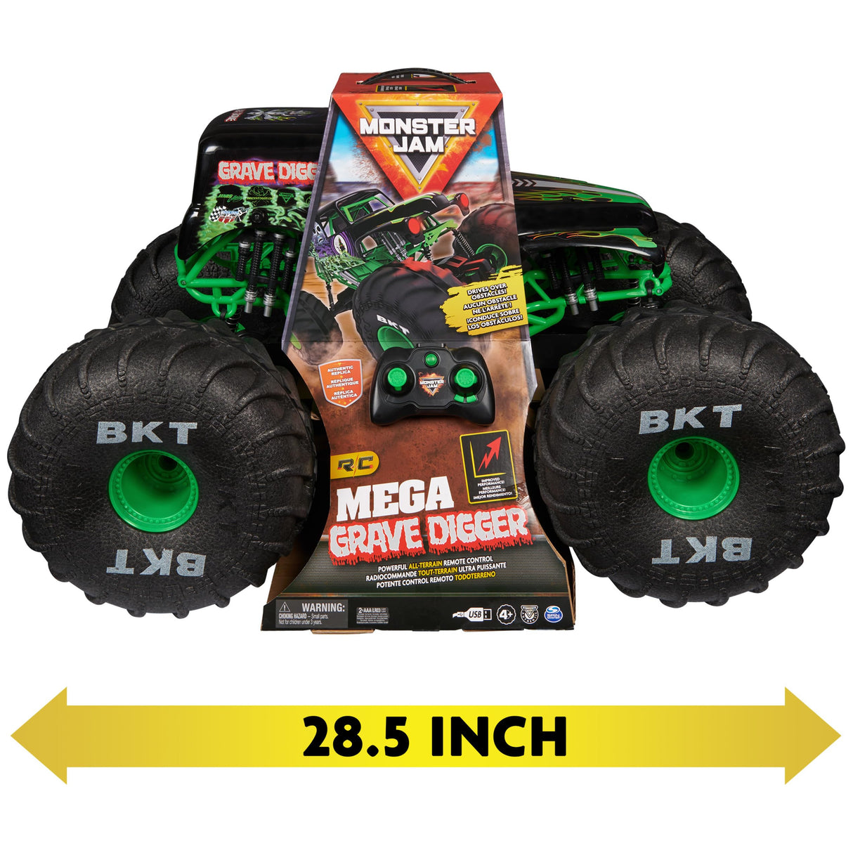Monster Jam, camión Monstruo Todoterreno Mega Grave Digger Oficial por Control Remoto, más de 60 cm de Altura, Escala 1:6, Juguetes para niños y niñas a Partir de 4 años